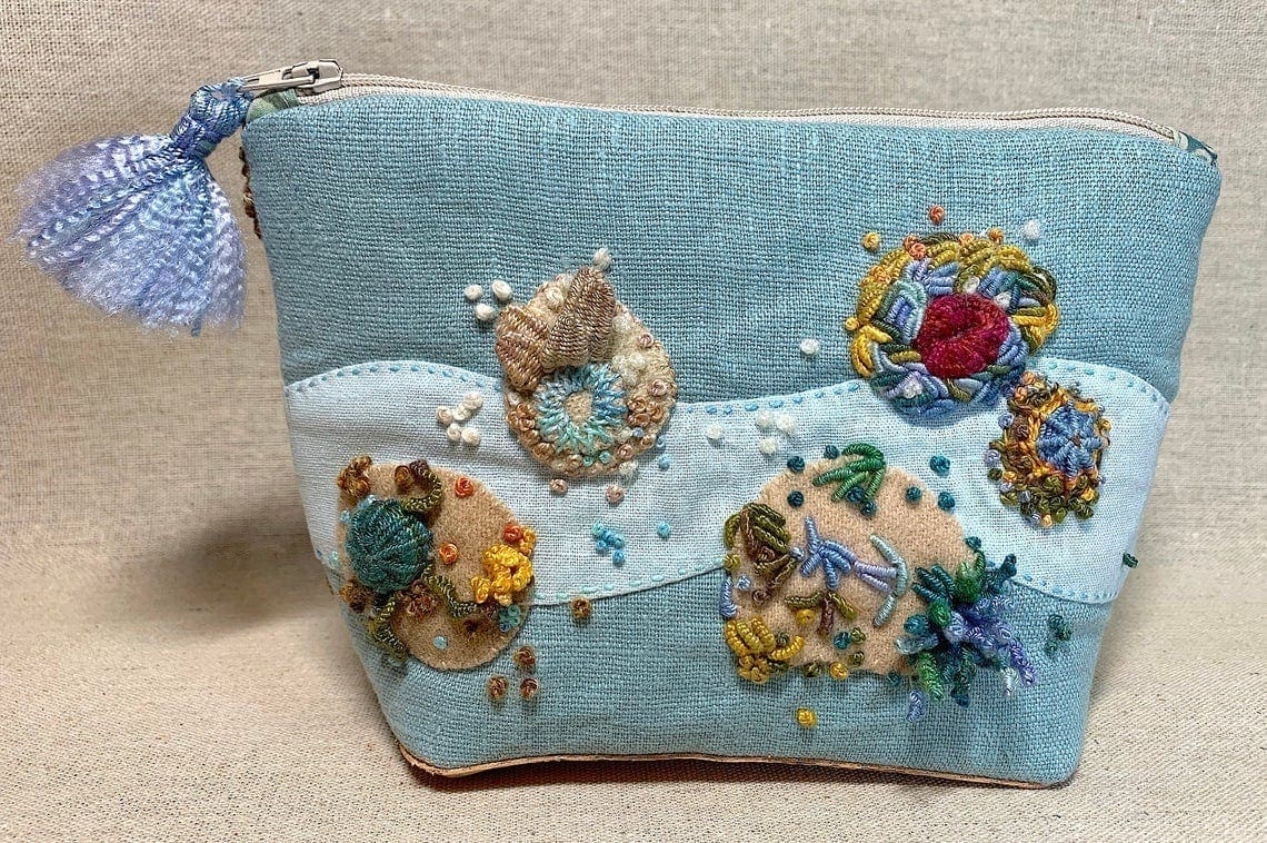 River Rocks - DIY Linen & Wool, Fully Lined, Zippered Pouch