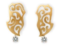 Ariane Zurcher Jewelry - 18 Kt Brushed Gold Earrings With Removeable 18 Kt Gold & Diamond Attachments